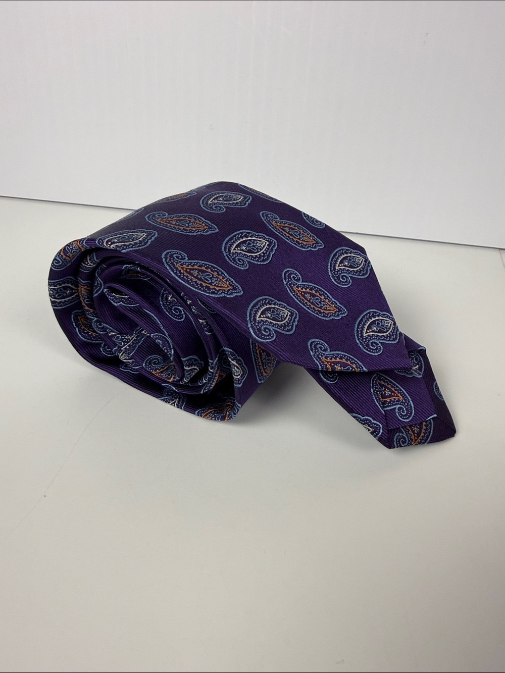 Ribbed silk Men's Purple Paisley  Tie